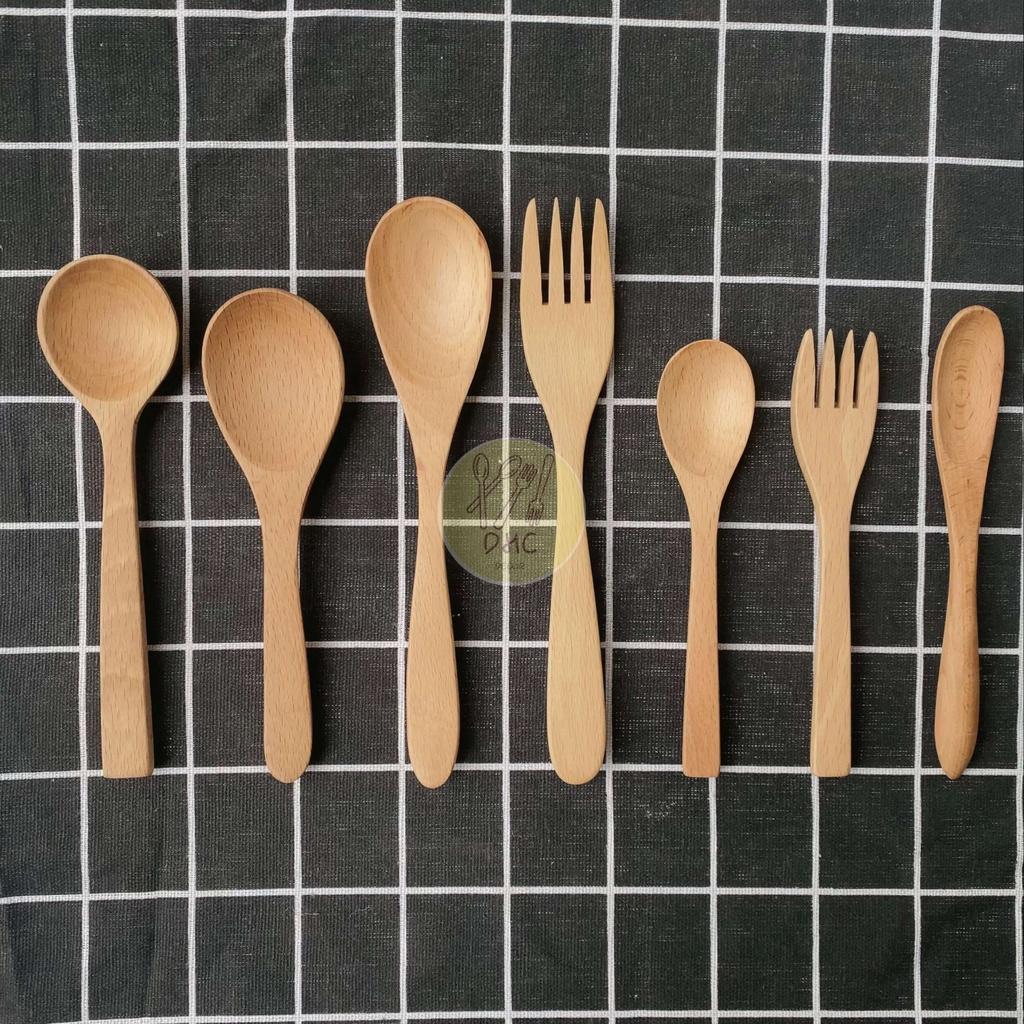 Thìa , Muỗng, Nĩa, Dĩa gỗ Beech thủ công đẹp mắt, đa dang kích thước