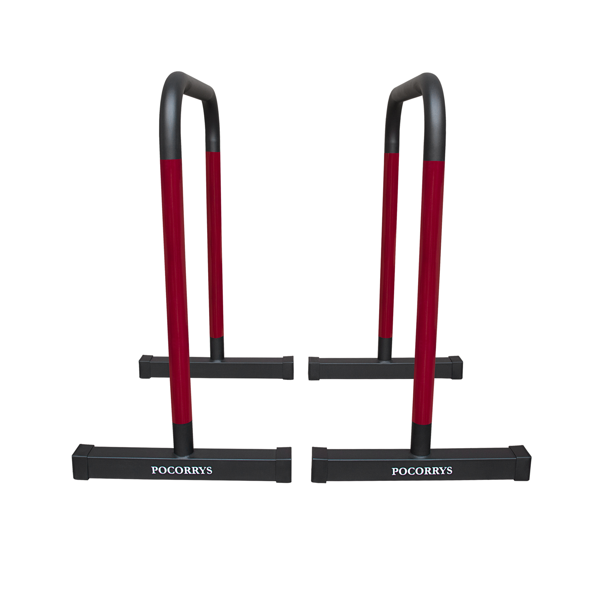 Xà kép Parallettes Dip Bars cao 83cm, Pocorrys PADS-01, Màu đen sọc đỏ