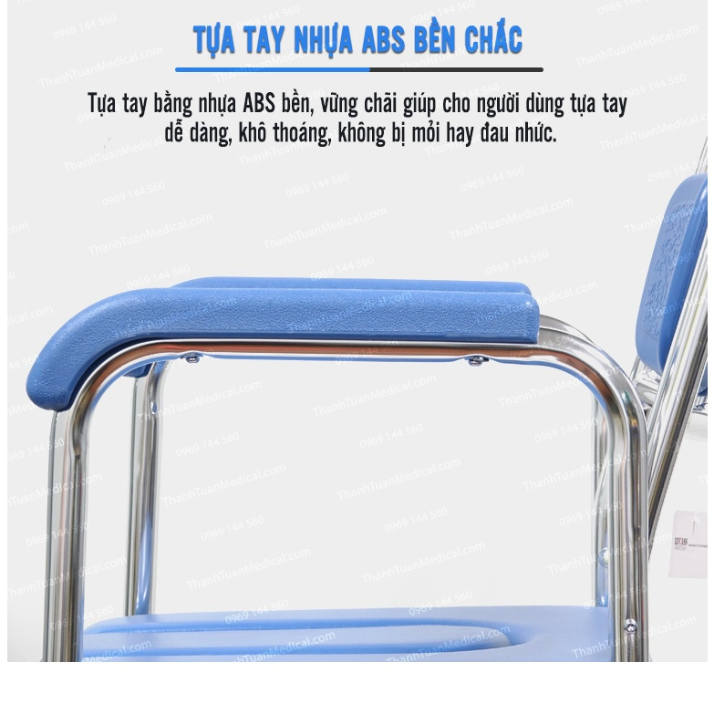 Ghế tắm cho người già ốm, ghế bô vệ sinh đa năng có bánh xe Lucass X-62