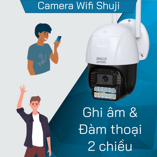 Camera Wifi không dây SHUJI UH725D - Ban đêm có màu - Báo động hụ còi bật đèn khi có trộm đột nhập - 4.0MP cho hình ảnh đẹp gấp đôi Full HD1080 - Hàng chính hãng