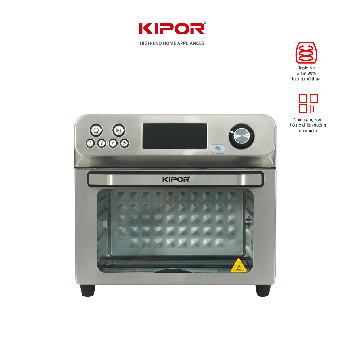 Nồi chiên không dầu KIPOR KP-AF655 - 24L - Lò nướng 2 mặt trên dưới RAPID AIR đối lưu toả nhiệt đều - Thân nồi inox 304 - Hàng chính hãng