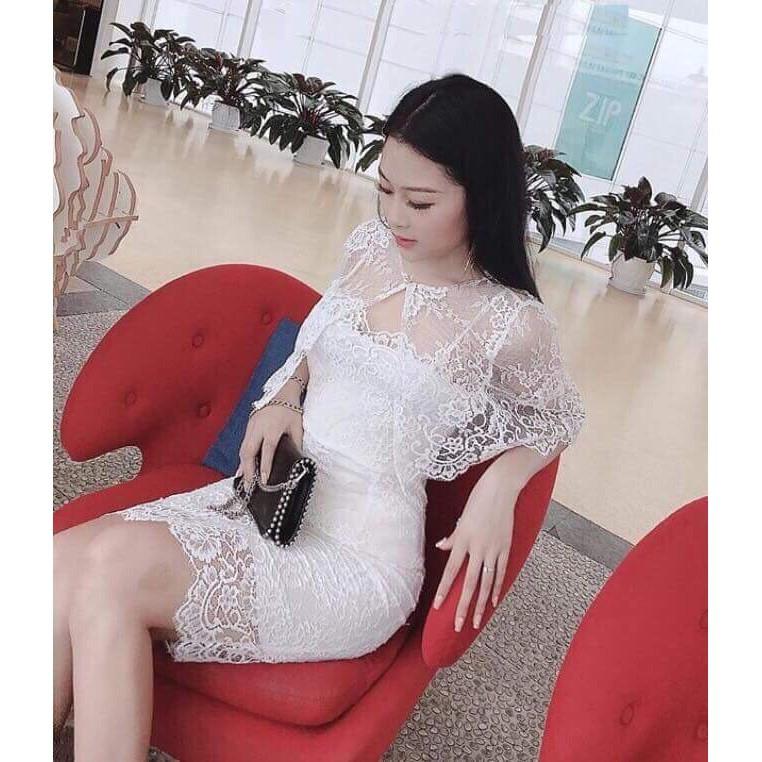 Đầm ôm phối ren kèm áo khoác