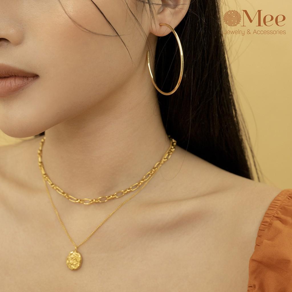 Bông tai tròn MEE bản lớn, khuyên tai không cần bấm lỗ cá tính - E6836