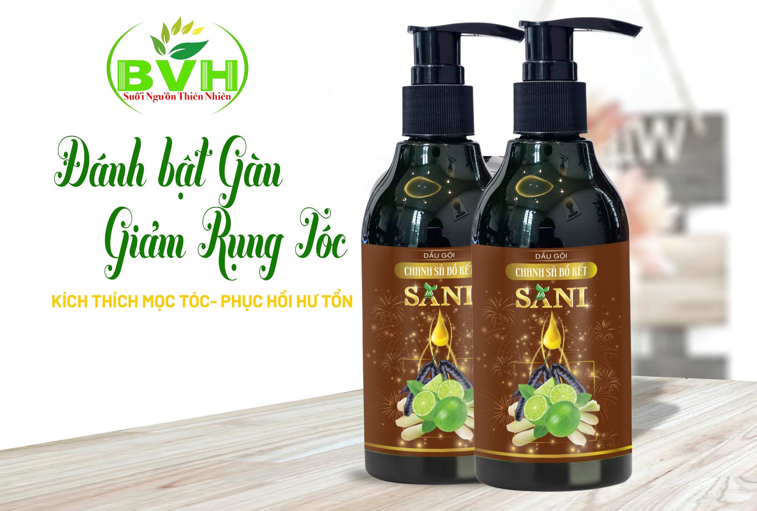 Combo 2 Dầu Gội , Xả Thảo mộc SANI -chanh sả bồ kết  Giảm Rụng Tóc, Bạc Tóc 300g