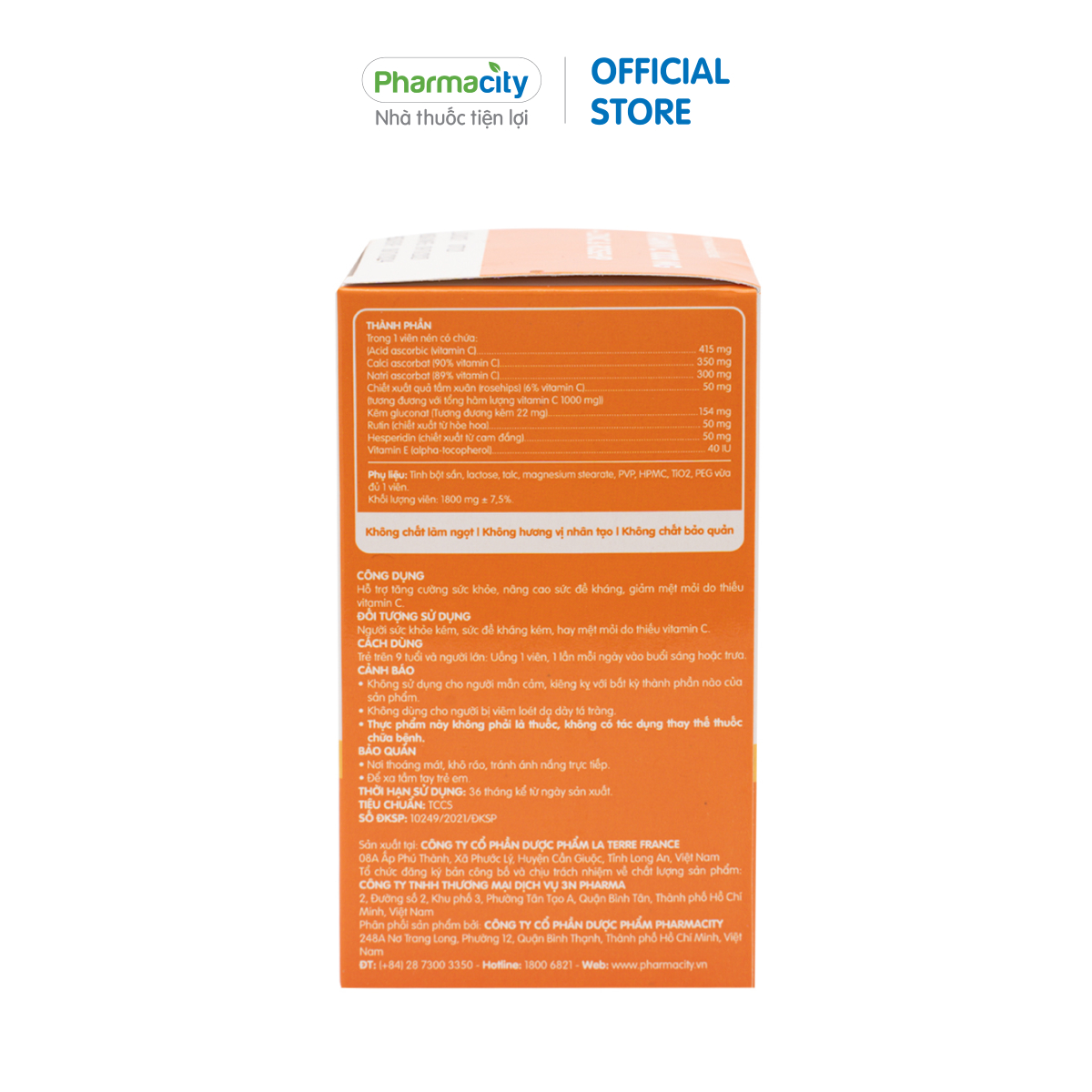Viên hỗ trợ đề kháng, giảm mệt mỏi Pharmacity Vitamin C 1000mg + Zinc & Rosehip