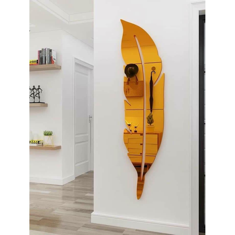Miếng Dán Tường Hình Lông Vũ 3D Hiệu Ứng Gương