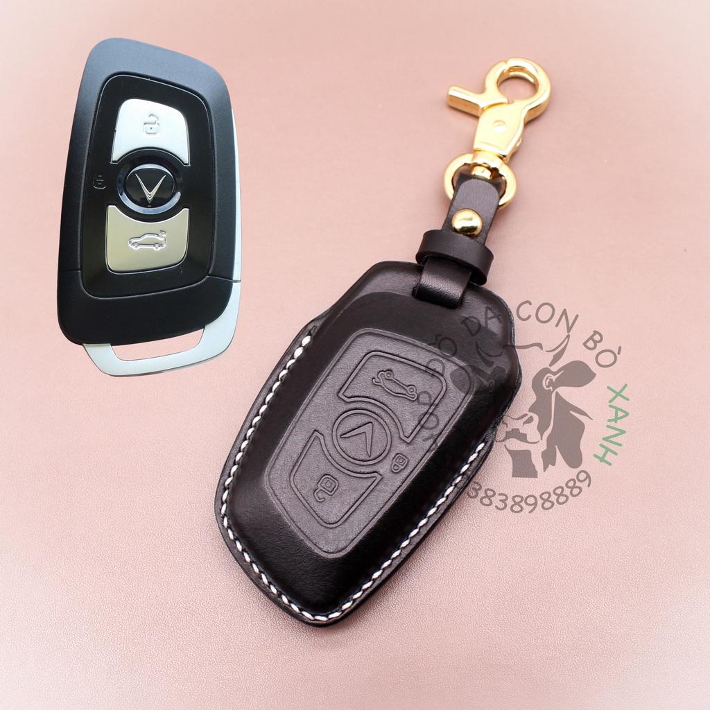 Bao da dành cho Chìa Khoá Ép Phom Vinfast Lux A2.0, SA2.0, Turbo handmade da thật 002e