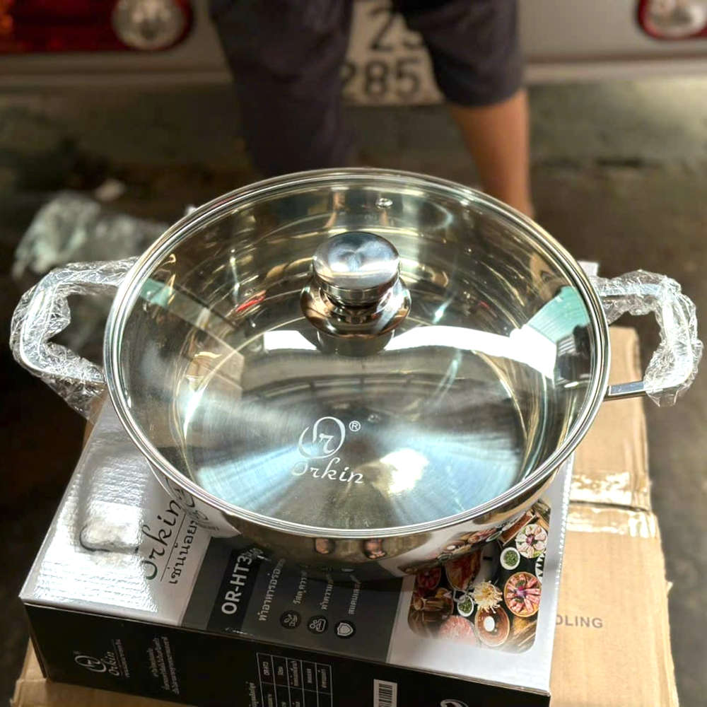 Chảo lẩu Inox cao cấp 3 đáy Orkin Thái Lan size 30cm OR-HT3