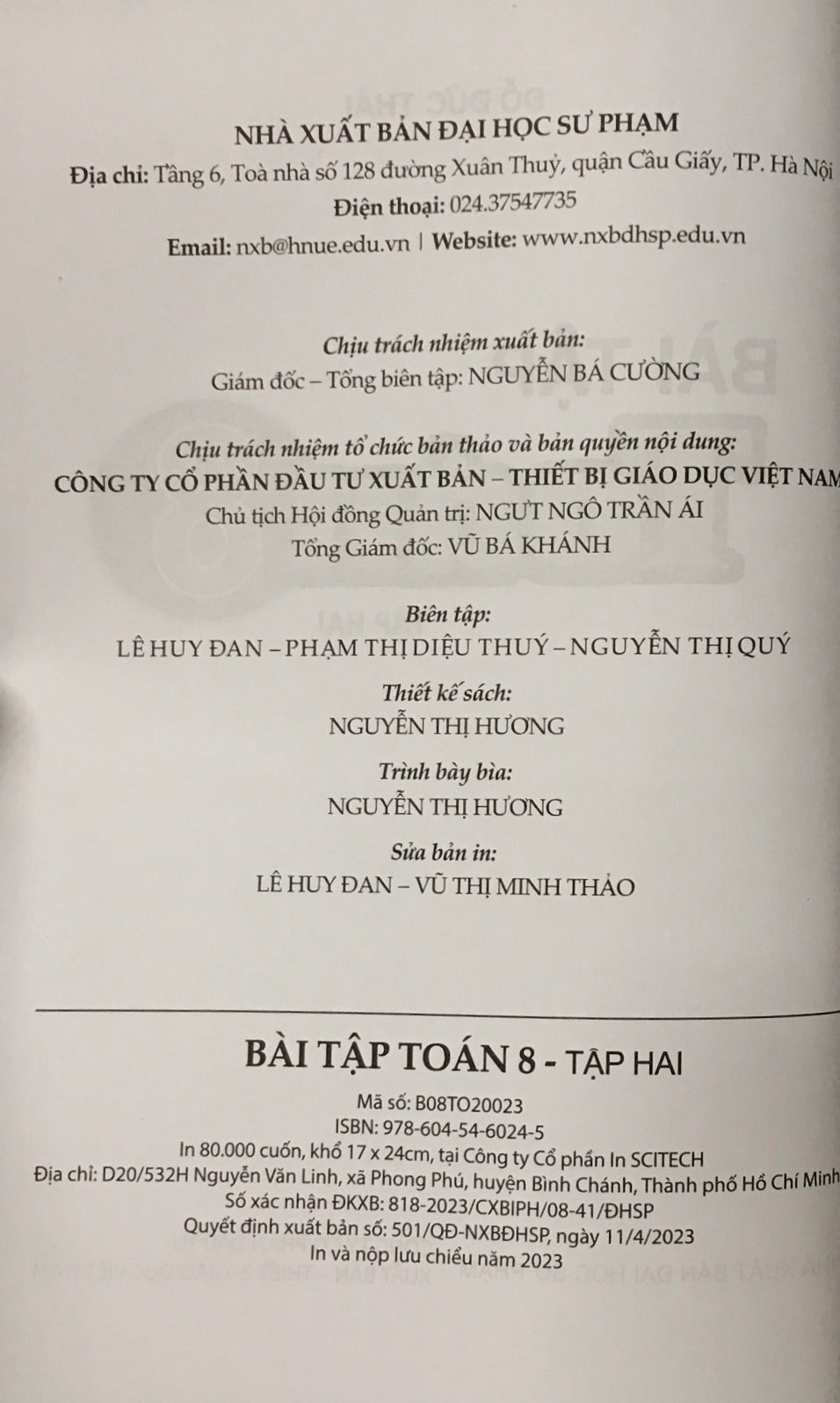 Bài Tập Toán Lớp 8 Tập 2 - Bộ Cánh Diều