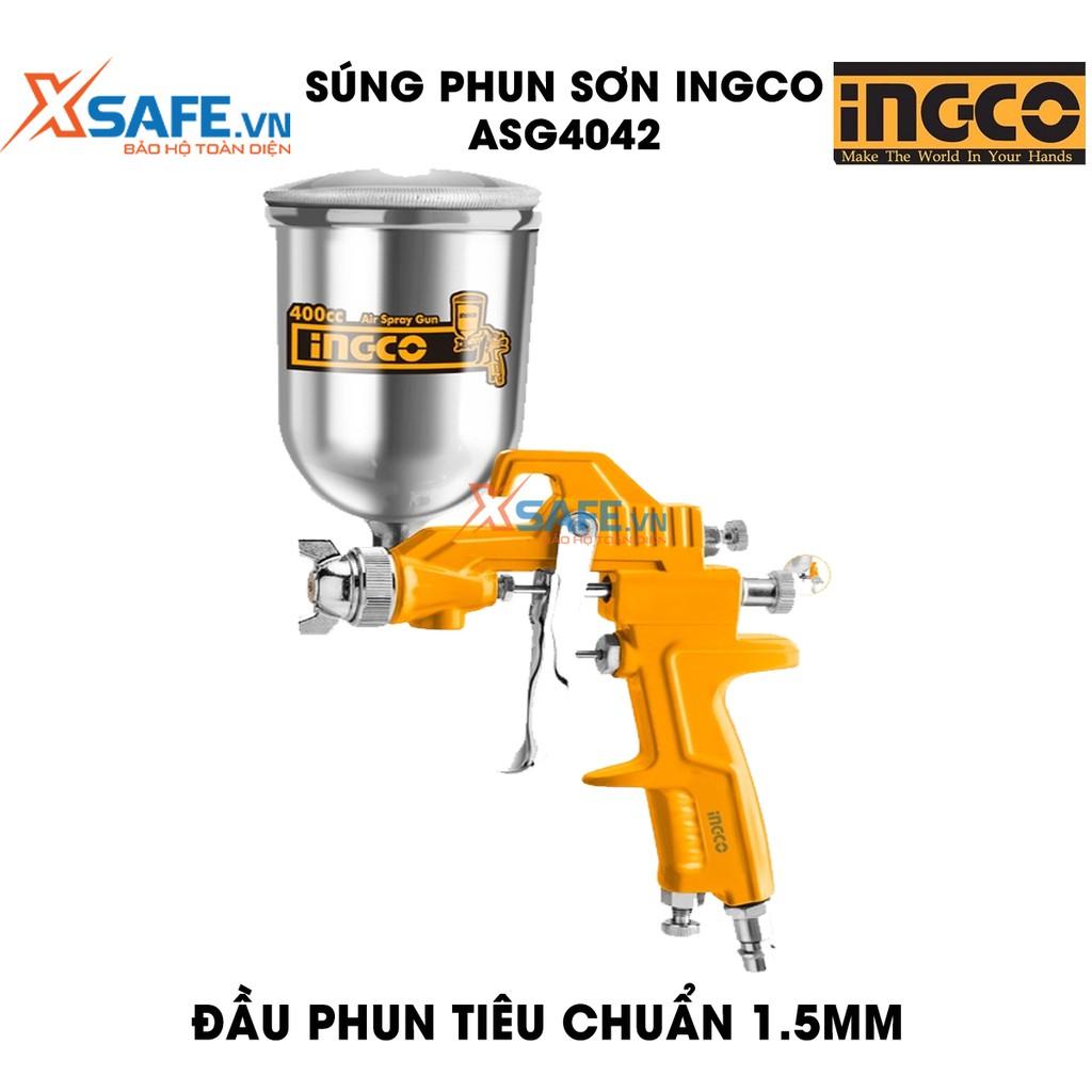 Máy phun sơn INGCO ASG4042 - dụng cụ phun sơn đầu phun tiêu chuẩn 1.5mm, áp suất 3.0-4.0 bar, thể tích bình nhôm 400cc [XSAFE]