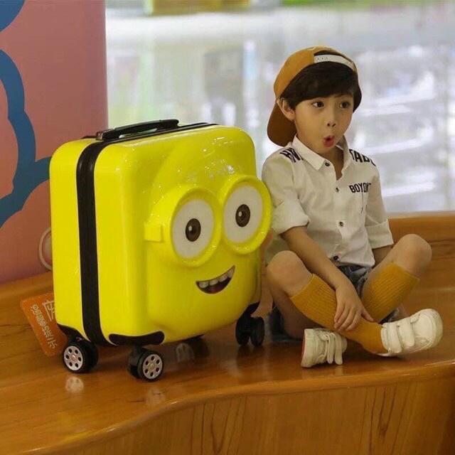 Vali kéo đẩy cao cấp trẻ em hoạt hình 3D MINION dễ thương thời trang