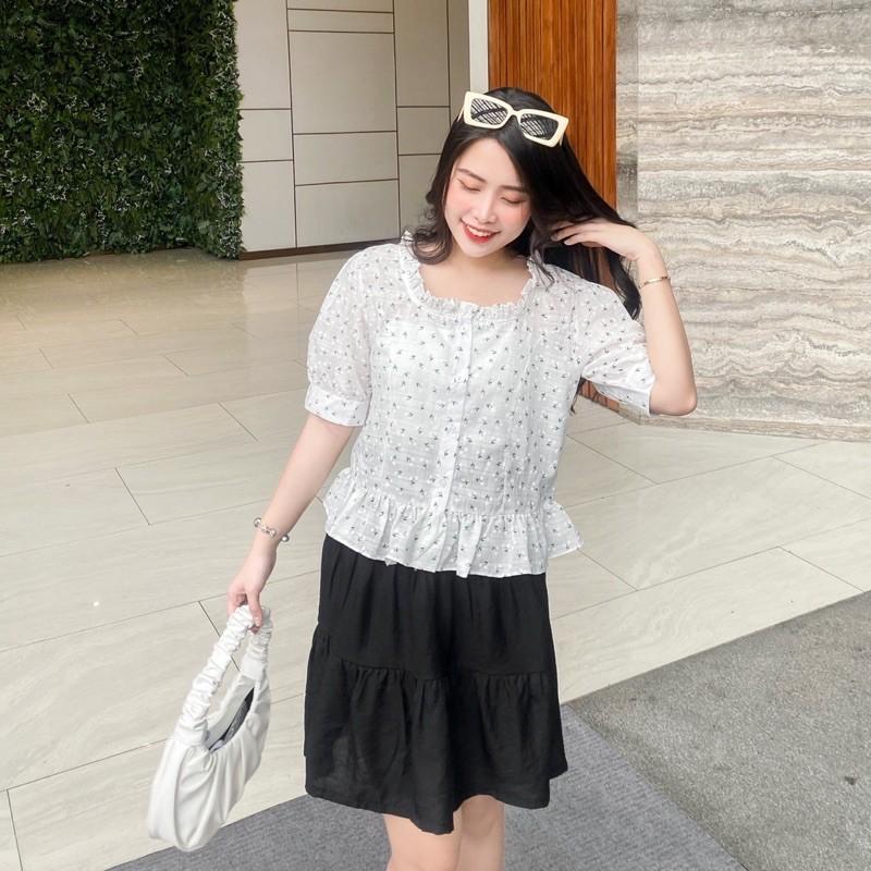 ÁO SƠ MI CỔ VUÔNG BÈO HOA NHÍ