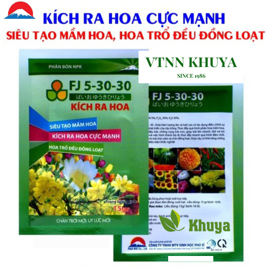 Phân bón Fj-15 NPK 5-30-30 gói 15gr Siêu kích thích ra hoa - Siêu tạo mầm hoa