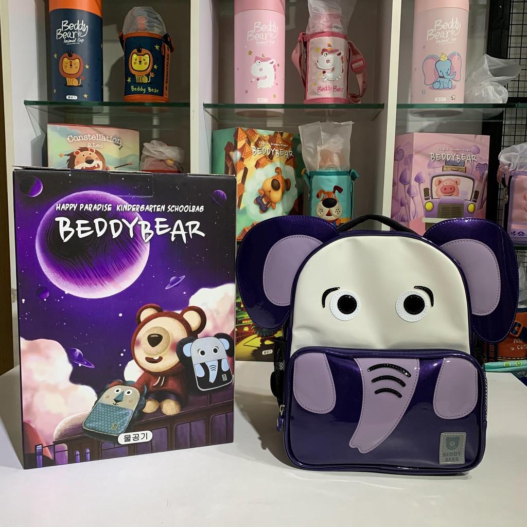 Balo trẻ em mẫu giáo 3 tuổi Beddybear Happy Paradise - Phù hợp bé học mẫu giáo - Chất liệu kháng nước -  họa tiết con Voi - Bảo hành chính hãng 2 năm