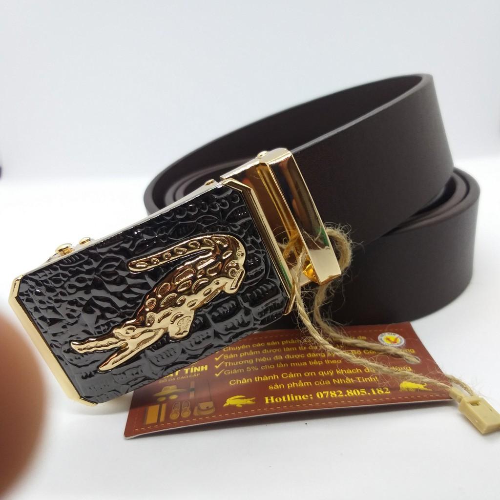 Thắt lưng nam da bò thật 100% cao cấp khóa tự động chính hãng Nhất Tính Leather N091, dây nịt da bò nguyên tấm bảo hành 05 năm về da