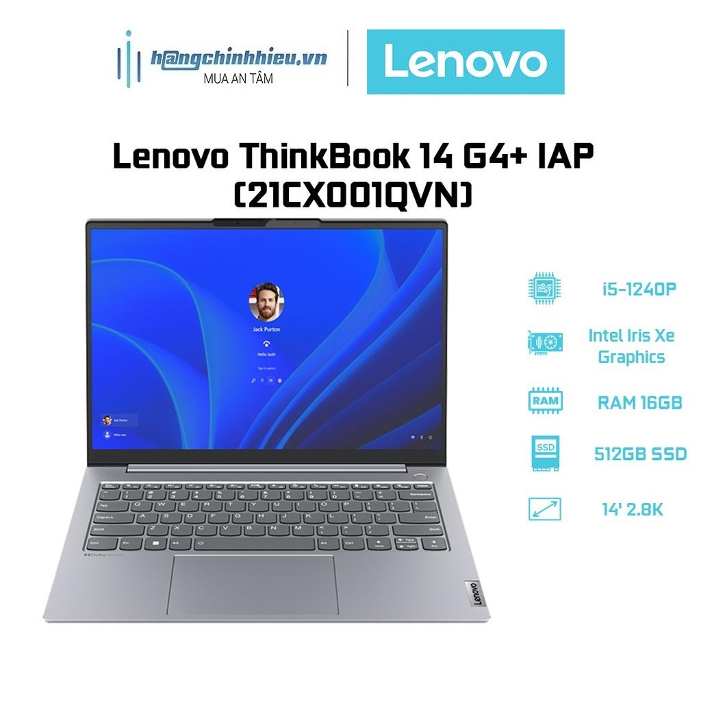 Laptop Lenovo ThinkBook 14 G4+ IAP 21CX001QVN (i5-1240P | 16GB | 512GB | Intel Iris Xe Graphics | 14' 2.8K) Hàng chính hãng