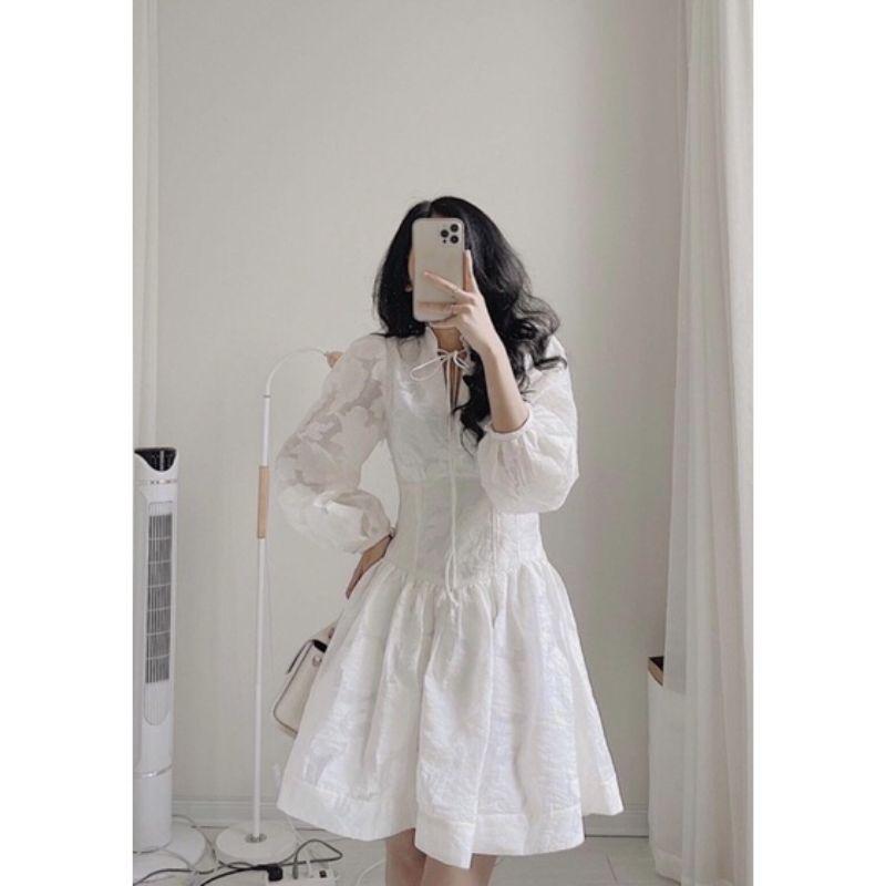 Đầm dạo phố tay hồng ren hoa xinh xắn Zuzu Dress
