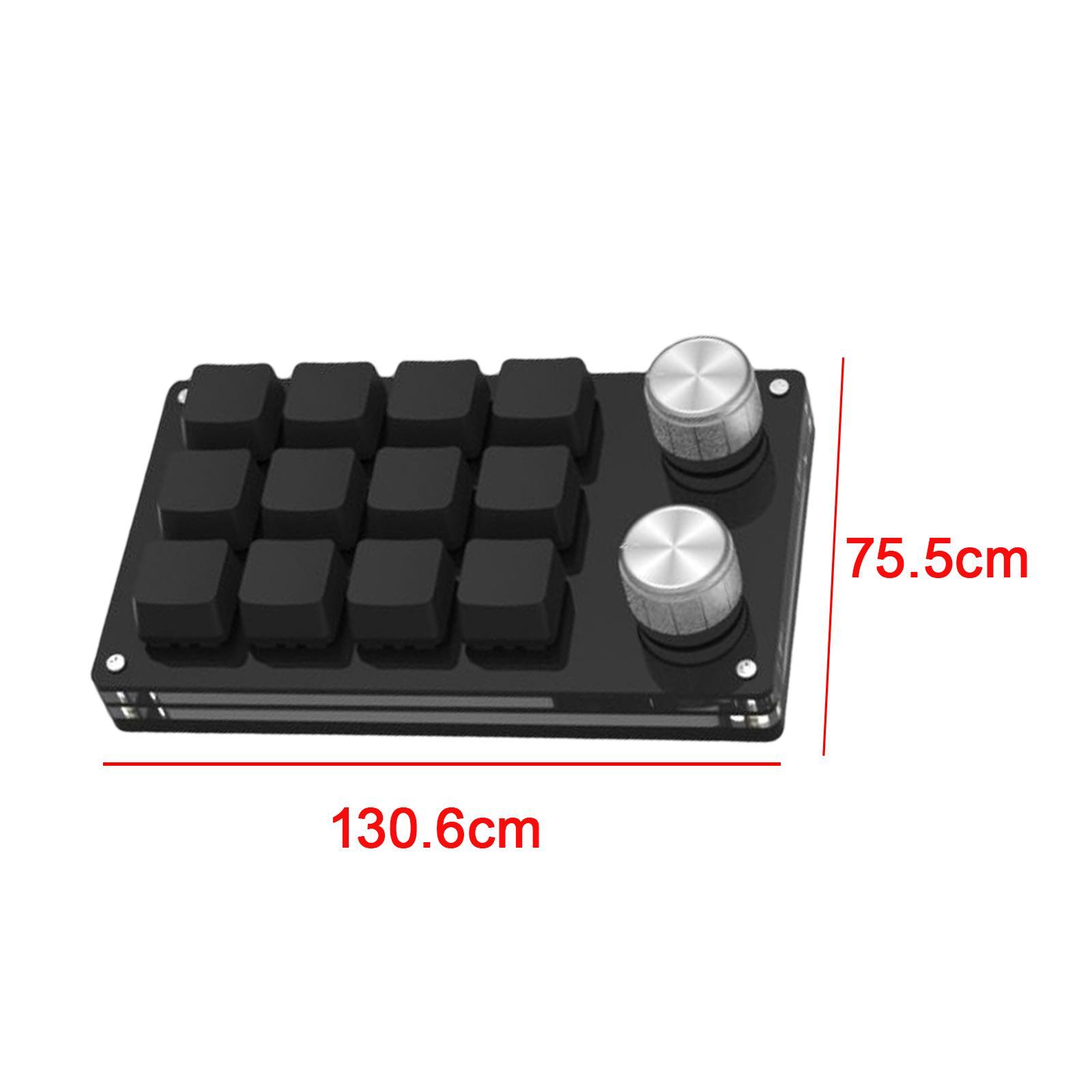 Portable Mini 12-Key Gaming Keyboard Programmable Custom Shortcuts with 2 Knobs Wired Mechanical Keyboard Keypad for PC Office Plug and Play