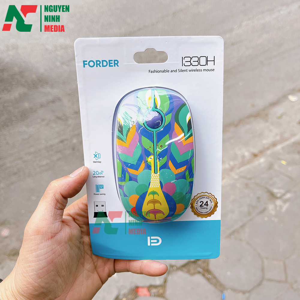 Chuột Không Dây Forder i330h Họa Tiết Độc Đáo Slient Mouse - Hàng Chính Hãng