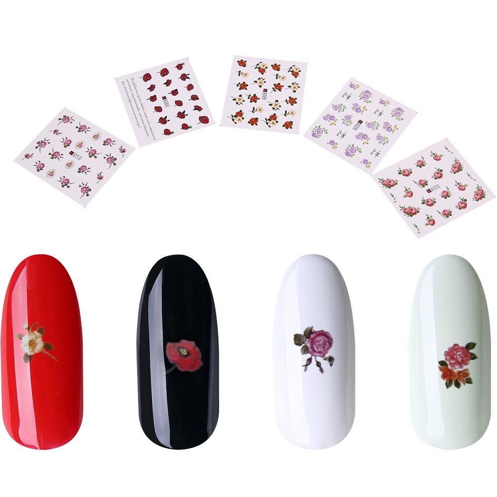 Bộ 10 tấm decal dán móng họa tiết bông hoa, cánh bướm - sticker trang trí móng nghệ thuật Nail art sang trọng H10