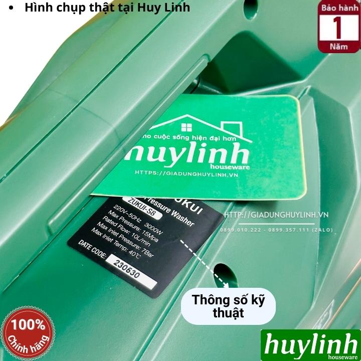 Máy xịt rửa xe chỉnh áp Zukui S8 - Công Suất 3000W - Áp lực 150 - 200 bar - Tặng béc rửa máy lạnh, điều hoà - Hàng chính hãng