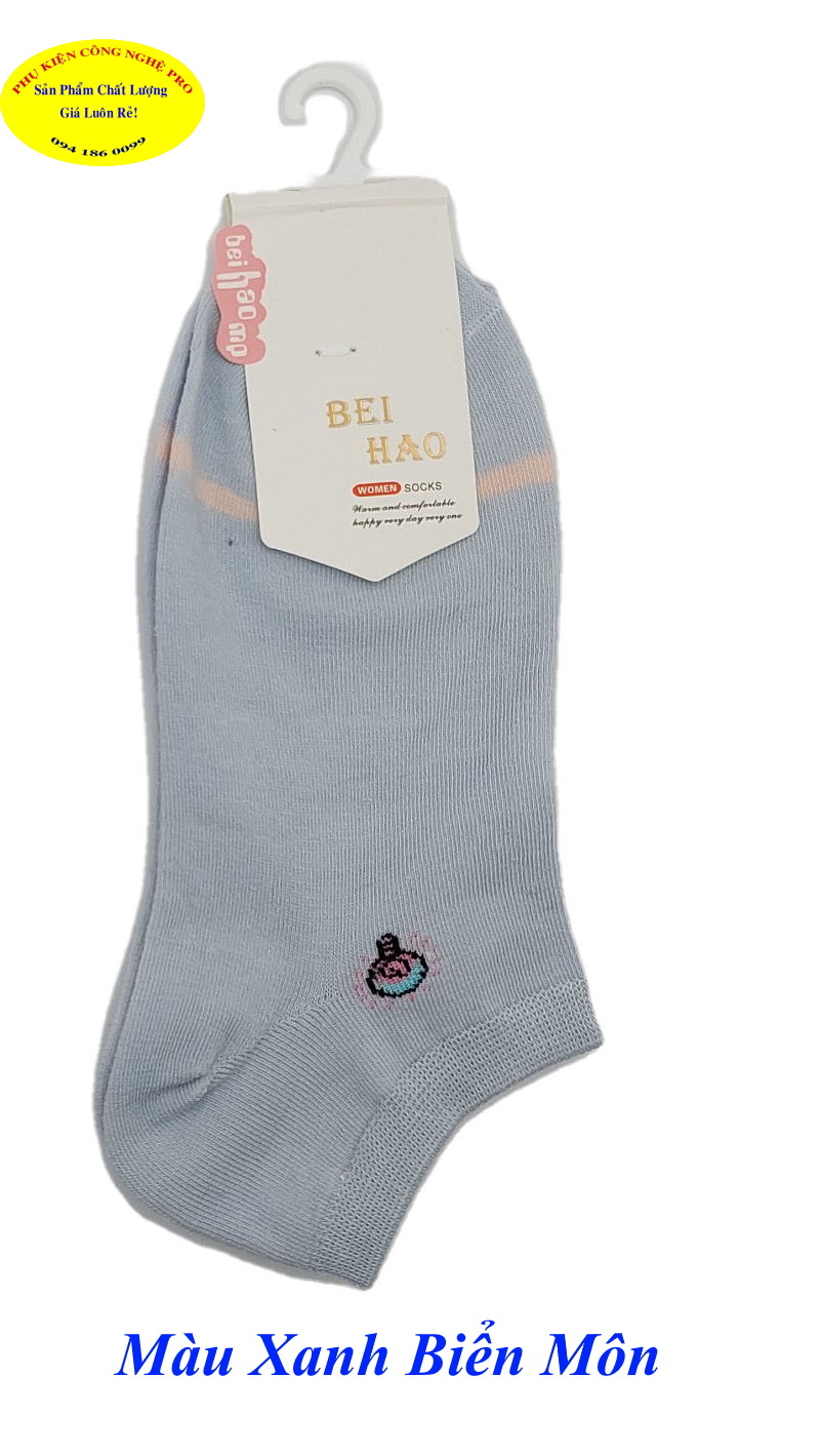 Tất vớ nữ Kiểu cổ ngắn Beihao Women Socks In hình bất kỳ Chất liệu cotton co giãn, Mềm mại, Bảo vệ đôi chân