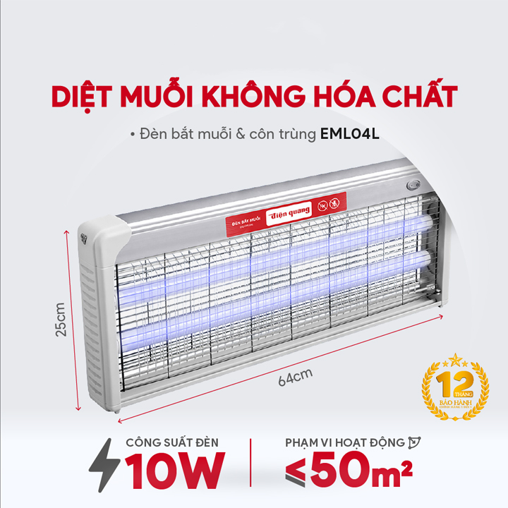 Đèn bắt muỗi Điện Quang đa dạng kích thước EML04L EML05L EML06L