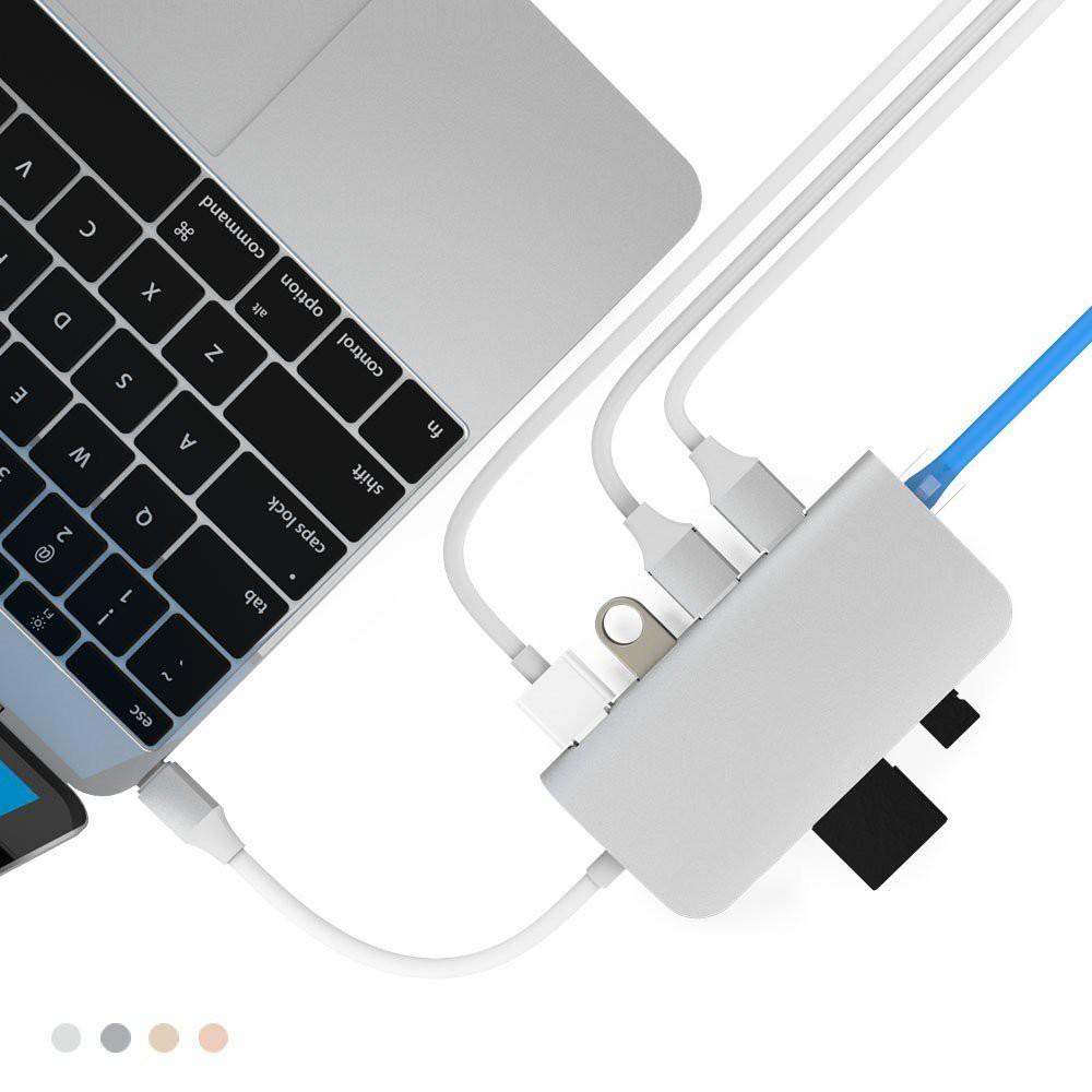 Cáp Usb Type C Chính hãng Letouch Multi Port Adapter 8 in 1 (xám)