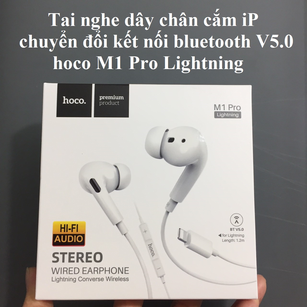 Tai nghe nhét tai có mic chân ip kết nối bluetooth cho điện thoại ip hoco M1 PRO _ Hàng chính hãng