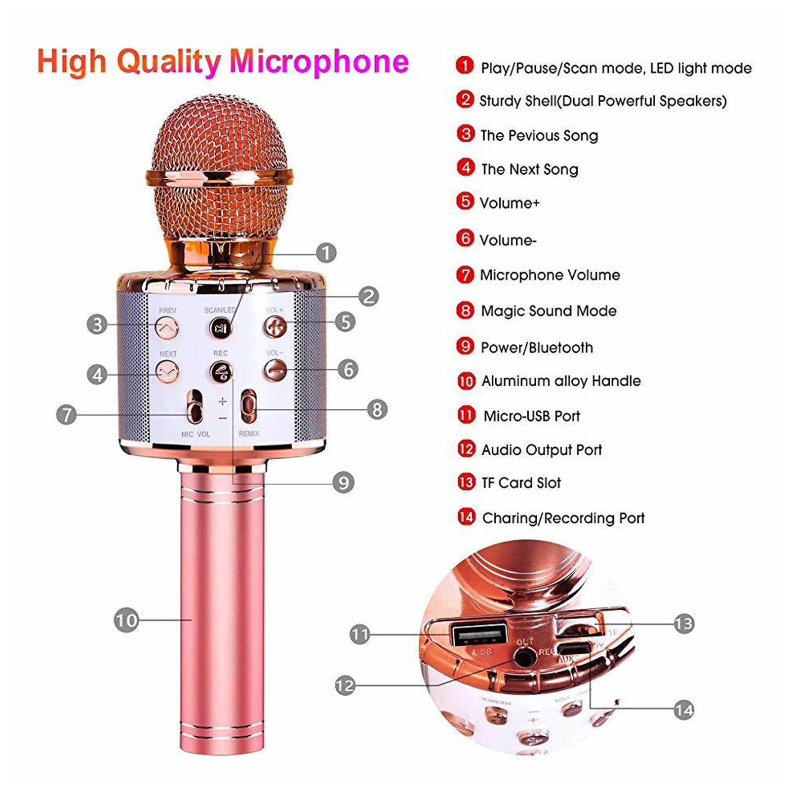 Micro Không Dây Ws858L Để Ghi Âm Hát Với Đèn Led Đầy Màu Sắc