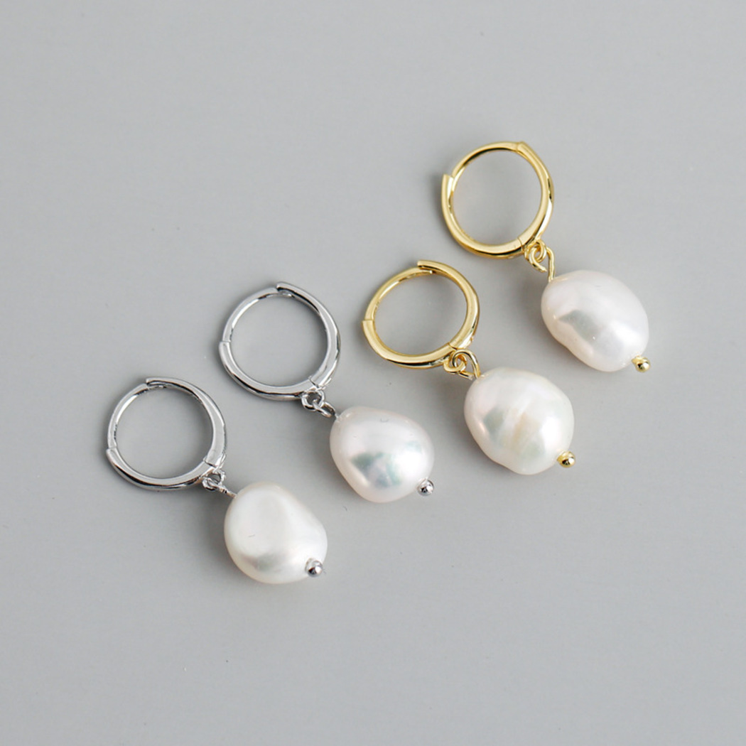 Bông Khuyên Tai Ngọc Trai Nước Ngọt Thiên Nhiên Cao Cấp - Kiểu Móc Baroque - Trang Sức Cô Tấm - ABBY PEARL - CTJ1610