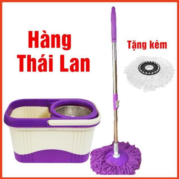 Bộ chổi lau nhà 360 độ công nghệ Thái lan có bánh xe kèm bông lau