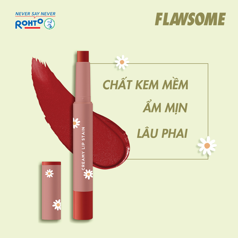 Son lì dạng thỏi Flawsome Creamy Lip Stain (2g) Sunday Morning (Màu Đỏ hồng trầm)