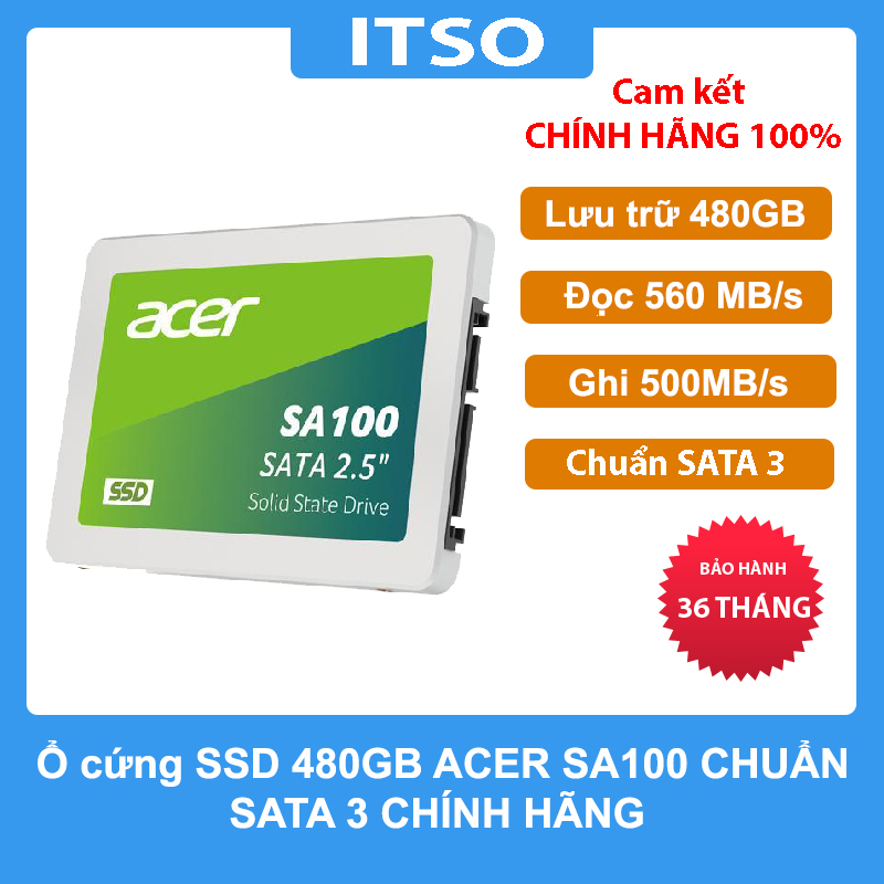 Ổ cứng SSD Acer SA100 480GB SATA 3 - Hàng chính hãng