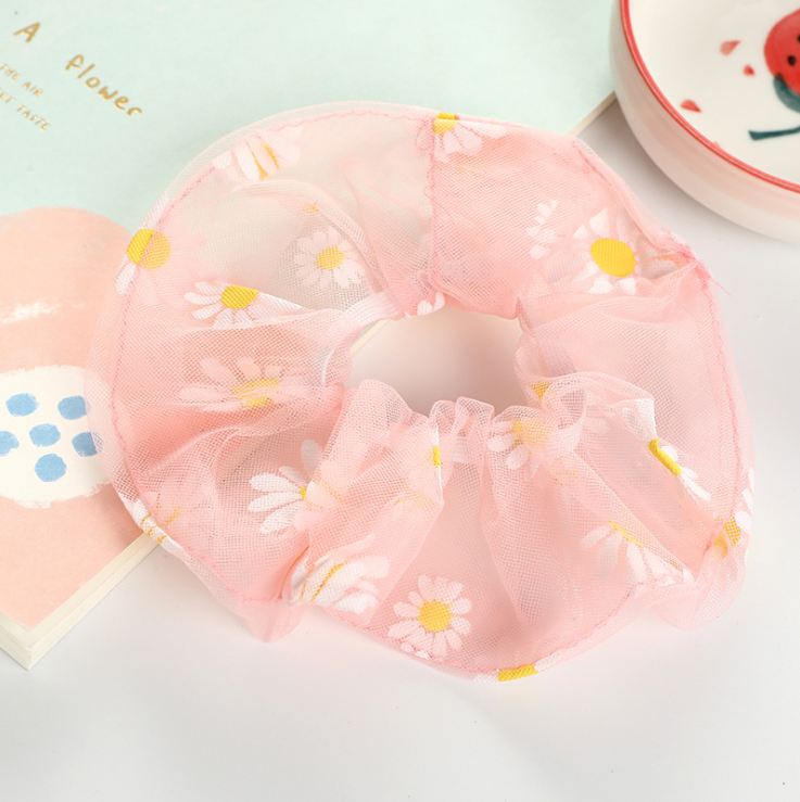 Combo 2 Dây Chun Buộc Tóc Scrunchies Họa Tiết Hoa Cúc (màu ngẫu nhiên)