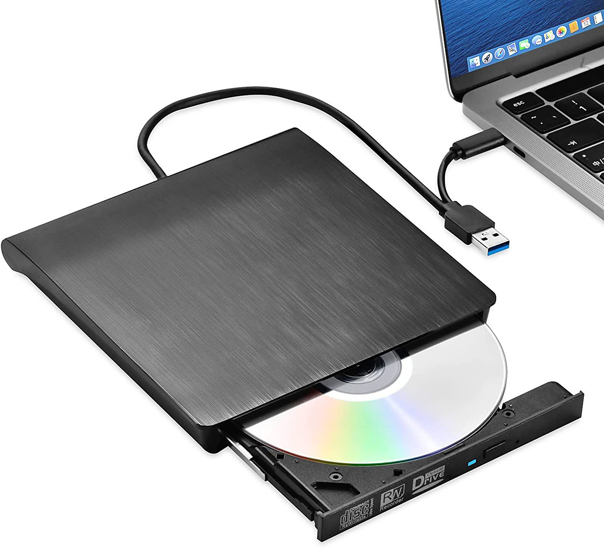 Ổ ĐĨA DVD RW CẮM NGOÀI CHO LATOP DESTOP OS ĐỜI MỚI usb 3.0 và cổng Type C -Hàng Chính Hãng