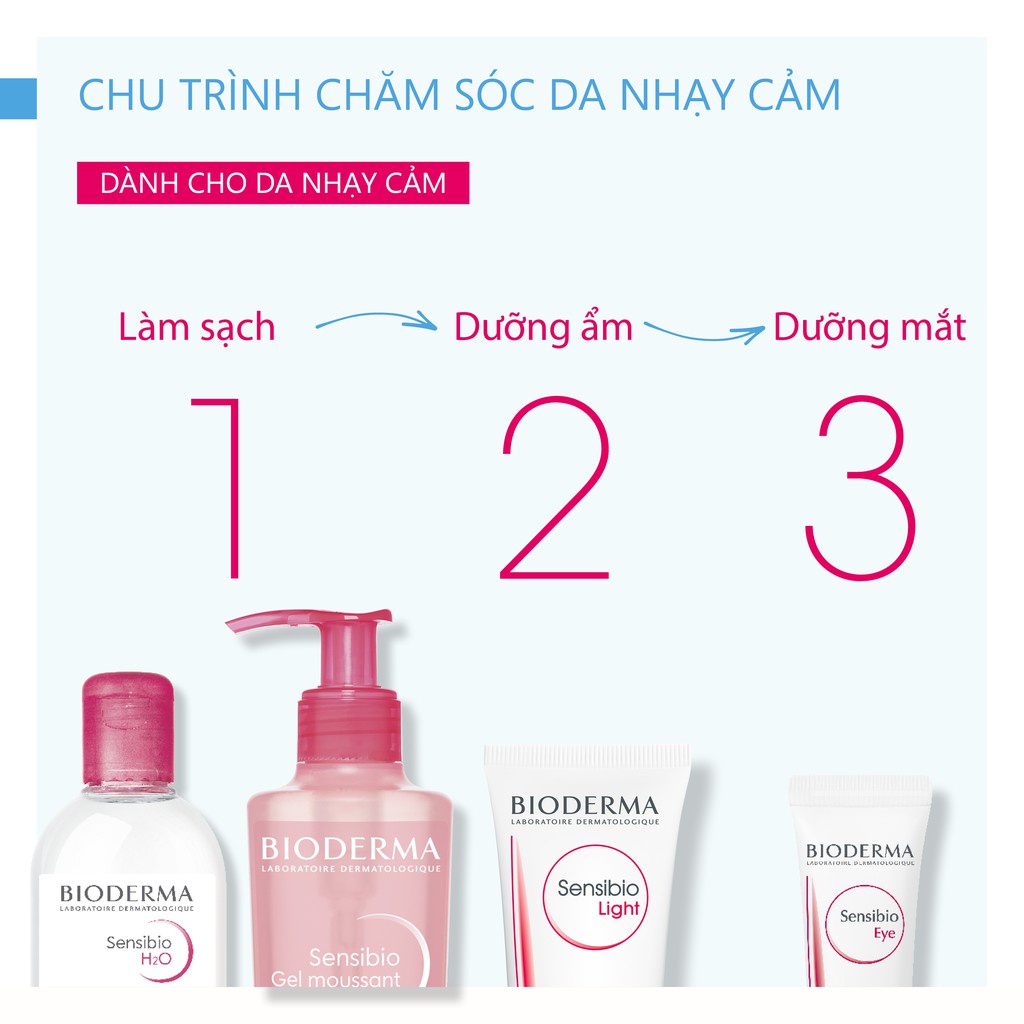 Bộ Sản Phẩm Nước Tẩy Trang Cho Da Nhạy Cảm Bioderma Sensibo H2O 500ml Và Gel Rửa Mặt Tạo Bọt 45ml