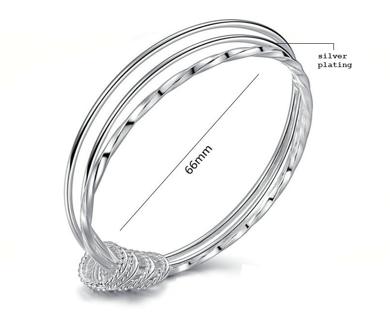 Combo 06 Lắc tay Bạc phong cách Hàn Quốc, Chất liệu Hợp Kim tráng bạc Nguyên Chất, cỡ vòng 6.6cm, kèm Hộp đựng Hoa Hồng