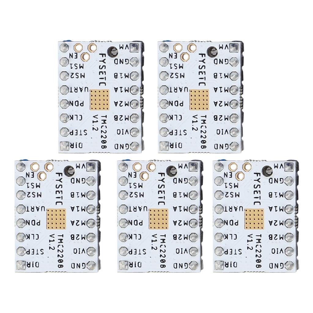 5Pcs TMC2208 v1.0 Stepper Motor Driver Module with Heat Sink for 3D Printer