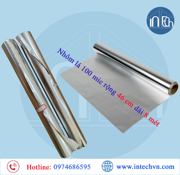 Màng nhôm Aluminum Foil 100 Micron (Giấy nhôm rộng 460mm dày 0.1mm dài 8m)