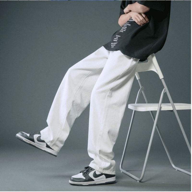 Quần jean nam trắng ống rộng PATADO vải jeans bò cao cấp - Top xu hướng 2022