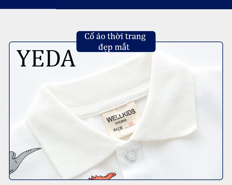 Áo Polo bé trai, áo Polo bé trai in hình khủng long - Mã TX5110