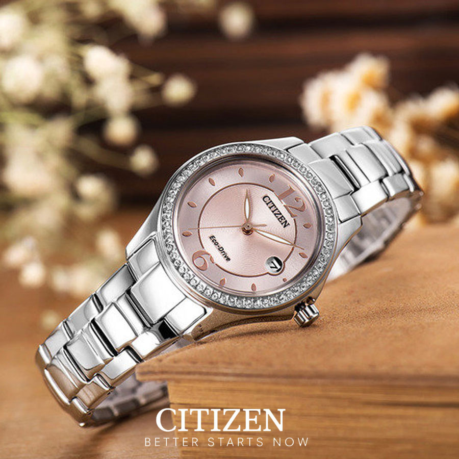 Đồng Hồ Nữ Citizen Đính Đá Swarovski Dây Thép Không Gỉ FE1140-51X - Mặt Hồng