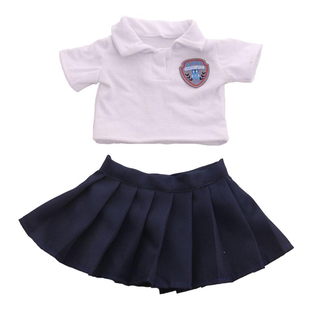 2Pcs Fashion Handmade Doll School Uniform Set for 18inch Girl Doll Accs