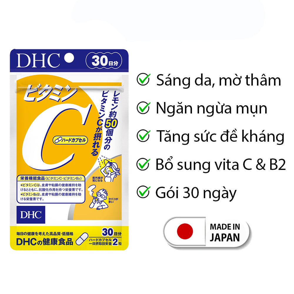 Viên uống Vitamin C DHC Nhật Bản giúp sáng da mờ thâm thực phẩm chức năng giúp tăng cường sức đề kháng JN-DHC-C