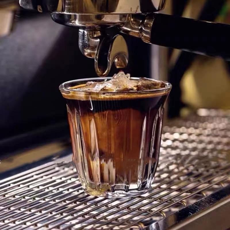 Ly thủy tinh sọc đứng rộng 90ml dành cho espresso, capuchino - Mã 83303