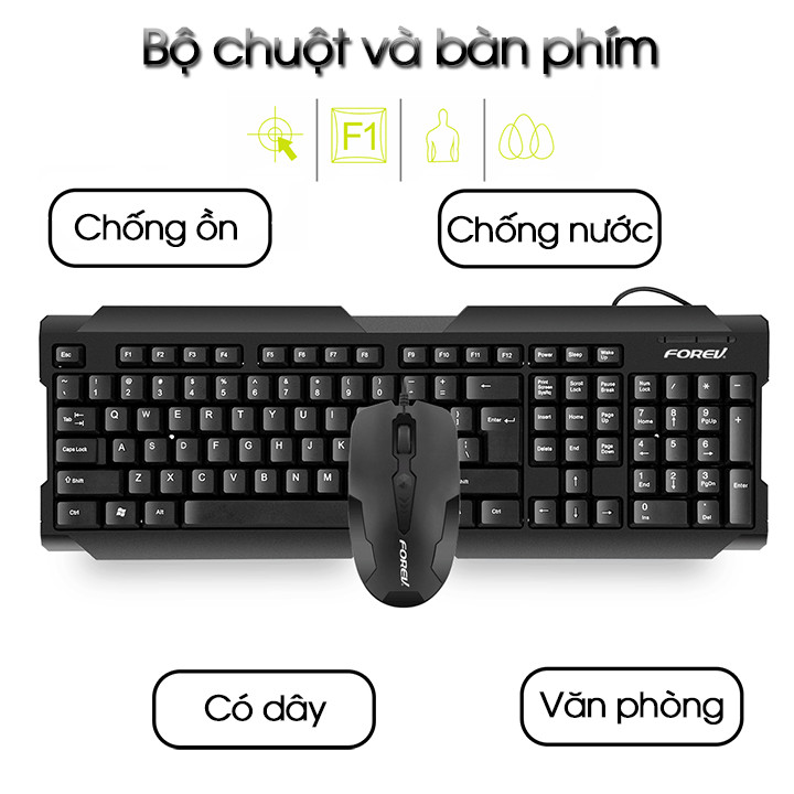 Bộ bàn phím, chuột có dây văn phòng ForeV FV5500 (hàng nhập khẩu)