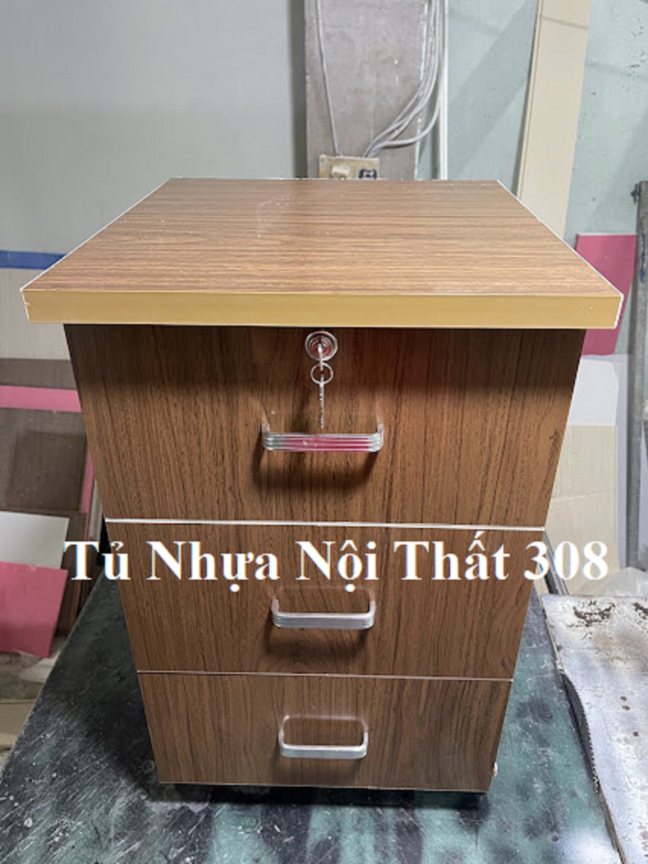 Tủ, Kệ Đầu Giường Nhựa Đài Loan Cao 70cm Ngang 42cm Sâu 42cm Màu Óc Chó K113