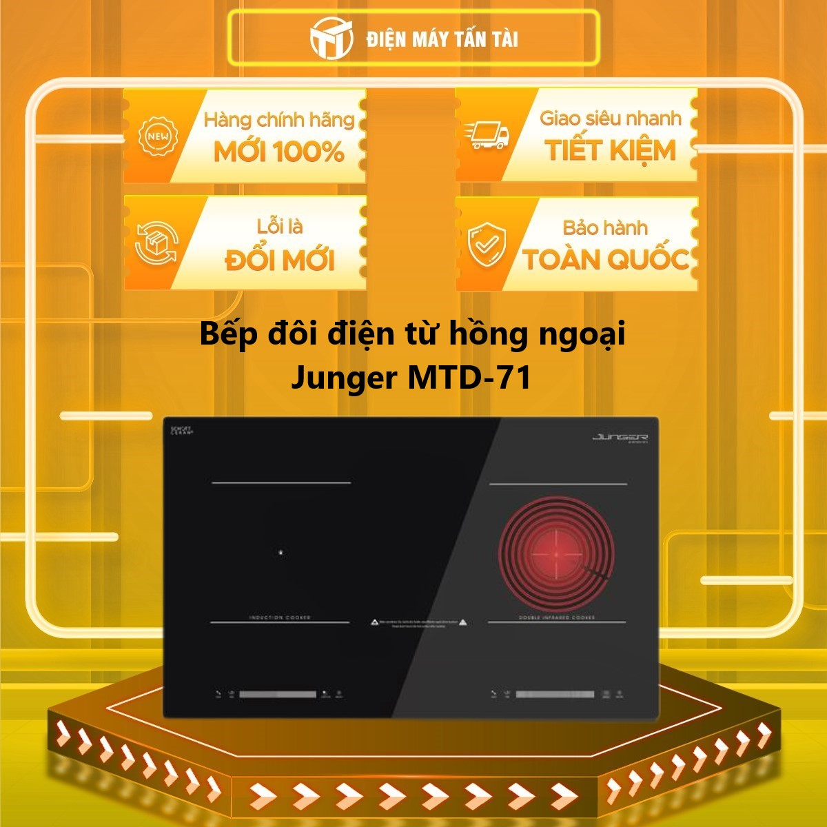 Bếp đôi điện từ hồng ngoại Junger MTD-71 | Công suất 3100W - INVENTER | Bảo hành 36 tháng hàng chính hãng