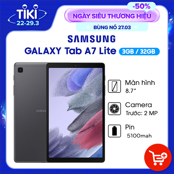 Máy tính bảng Samsung Galaxy Tab A7 Lite LTE SM-T225) - ĐÃ KÍCH HOẠT ĐIỆN TỬ - Hàng Chính Hãng